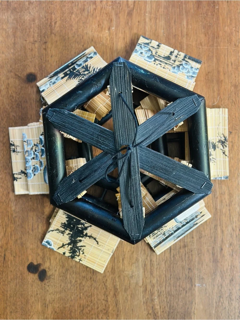 Vintage Bamboo Panel Hanging Lantern